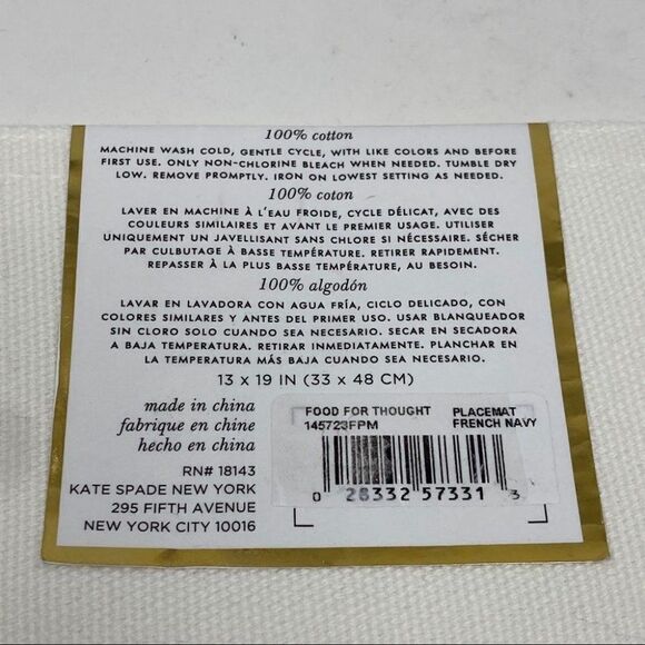 Kate Spade Save Room For Dessert Table Placemats Iconic Logo Colorblock - Picture 2 of 3